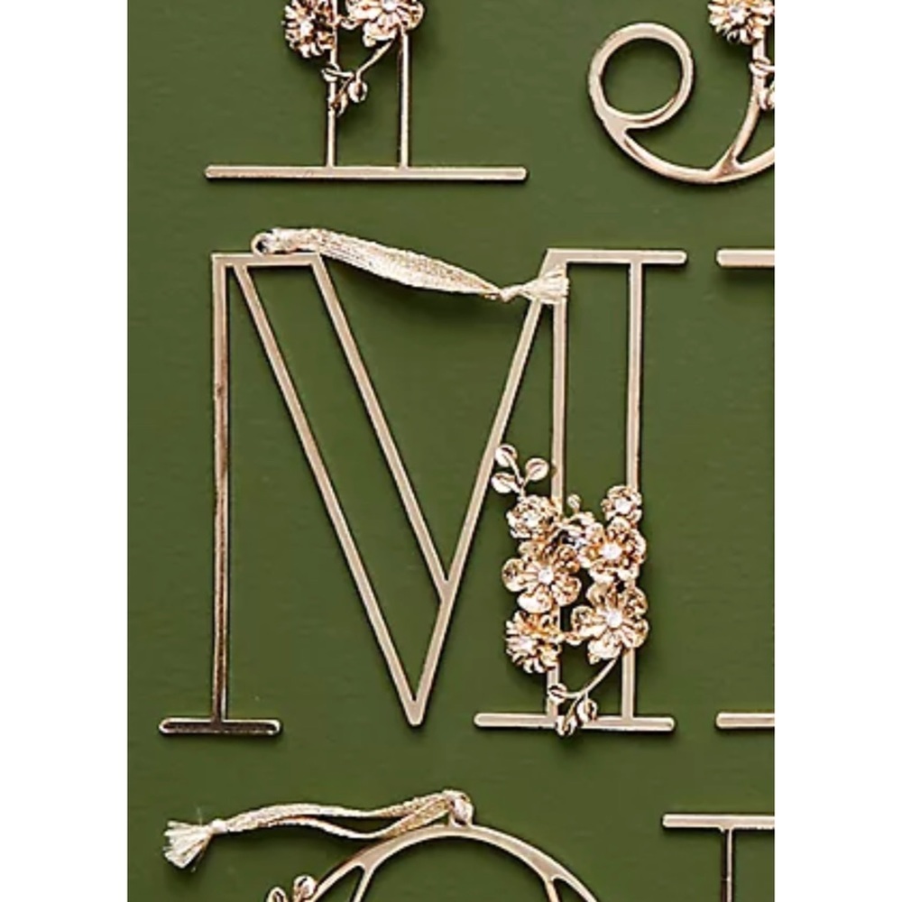 Anthropologie Floral Monogram Ornament - Picture 3 of 16